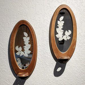 5/$25 Wooden Mirror Framed Candlestick Sconces